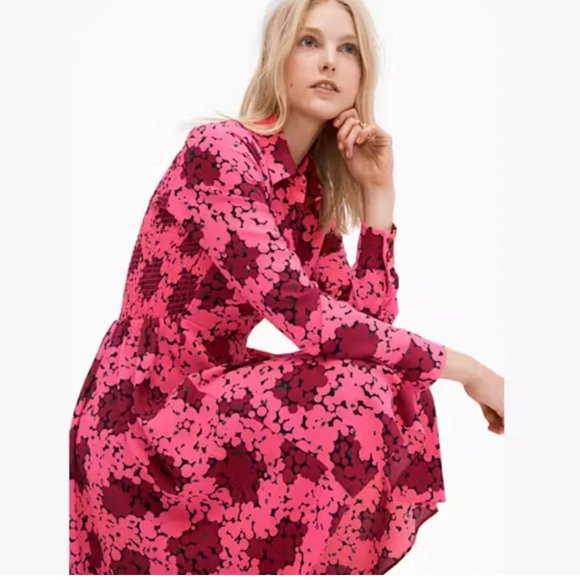 kate spade pink Bubble Dot Smocked Dress size 6 nwot - Picture 2 of 9